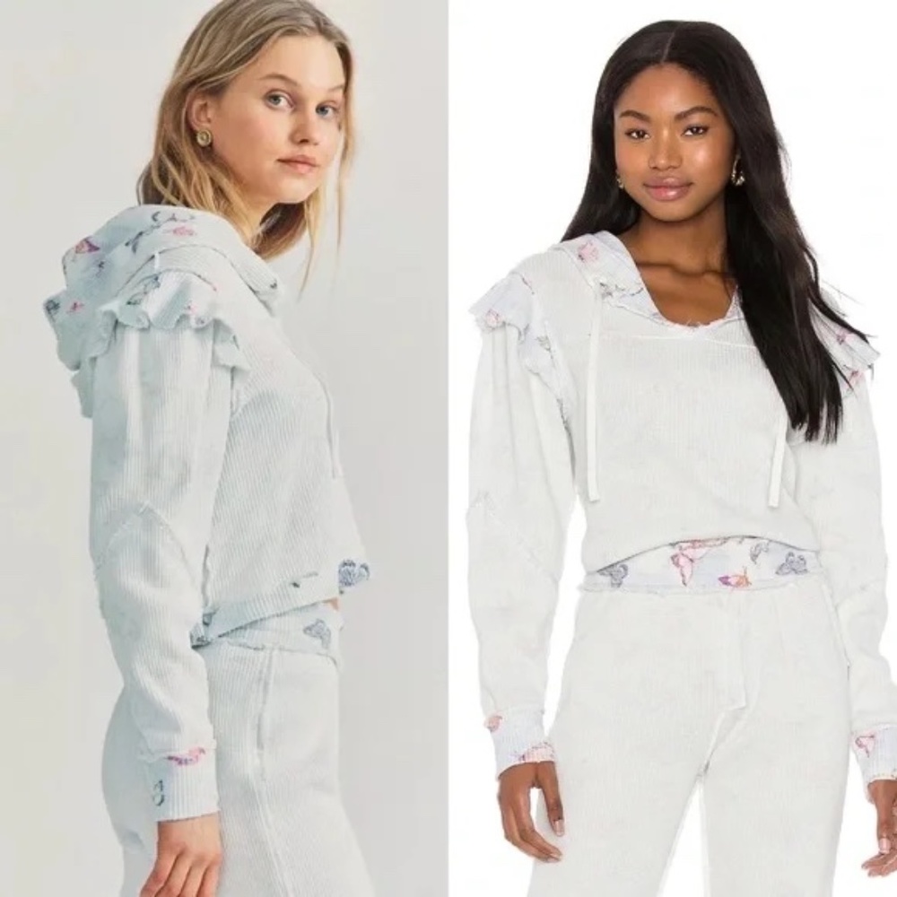 LoveShackFancy Ciel Butterfly Pullover Hoodie Size M